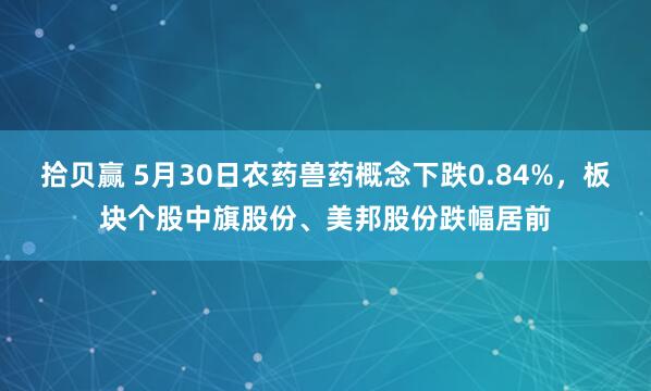 拾贝赢 5月30日农药兽药概念下跌0.84%，板块个股中旗股份、美邦股份跌幅居前